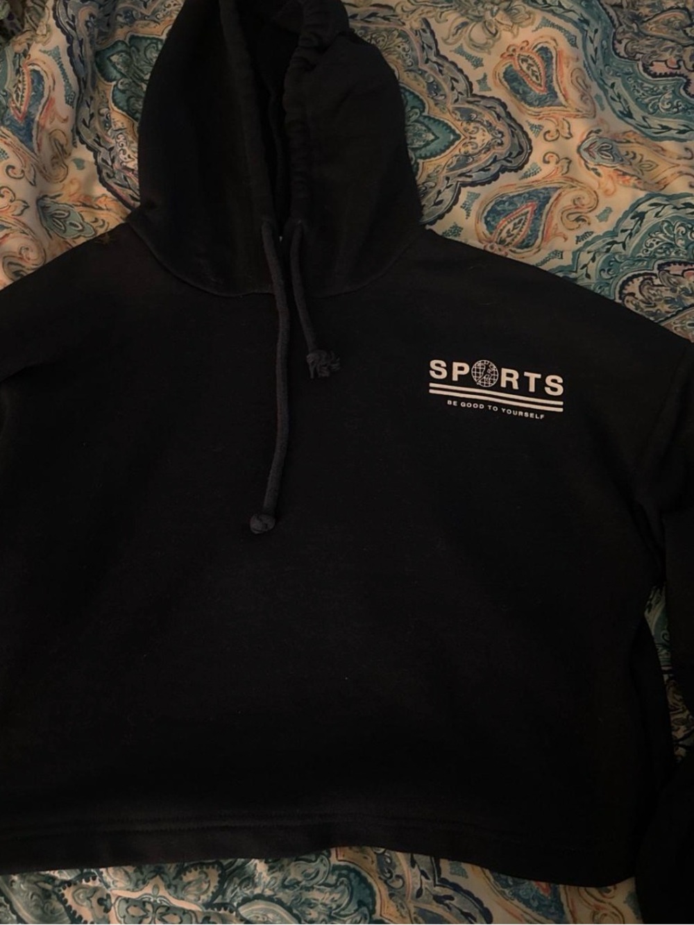 JustFab Black 'SPORTS' Graphic Hoodie